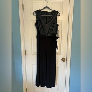 Calvin Klein Black Leather Top Wide Leg Jumpsuit / Jumper - NWT, sz. 10